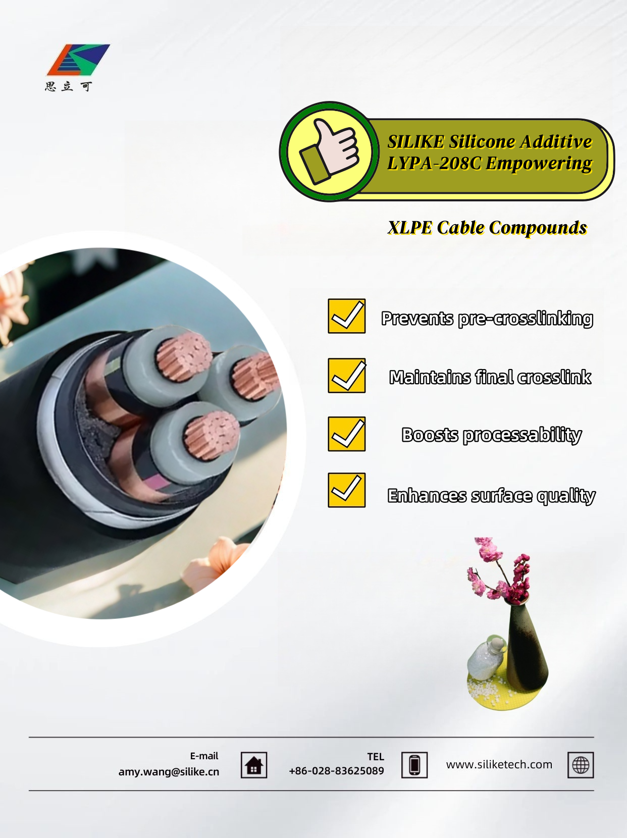 Silike silicone masterbatch enhance XLPE processing and surface quality